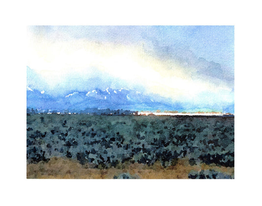 Watercolor Print 11"x14", Snow Squall on Henry's Lake, with Poem