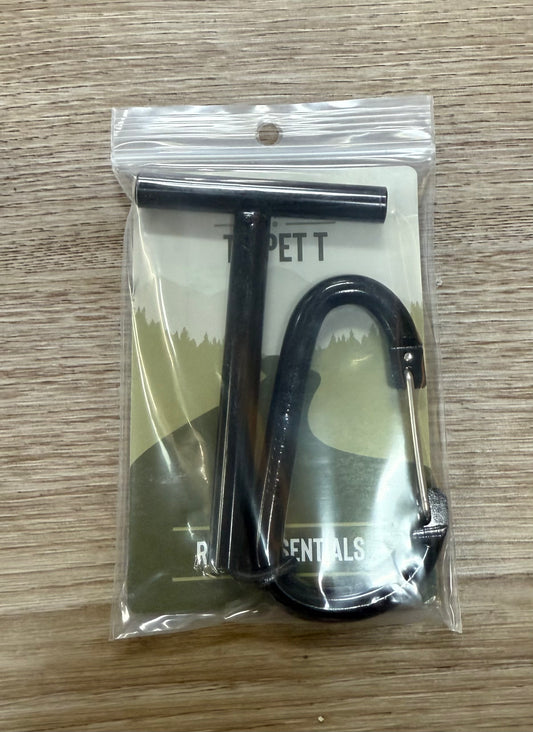Tippet T with carabiner